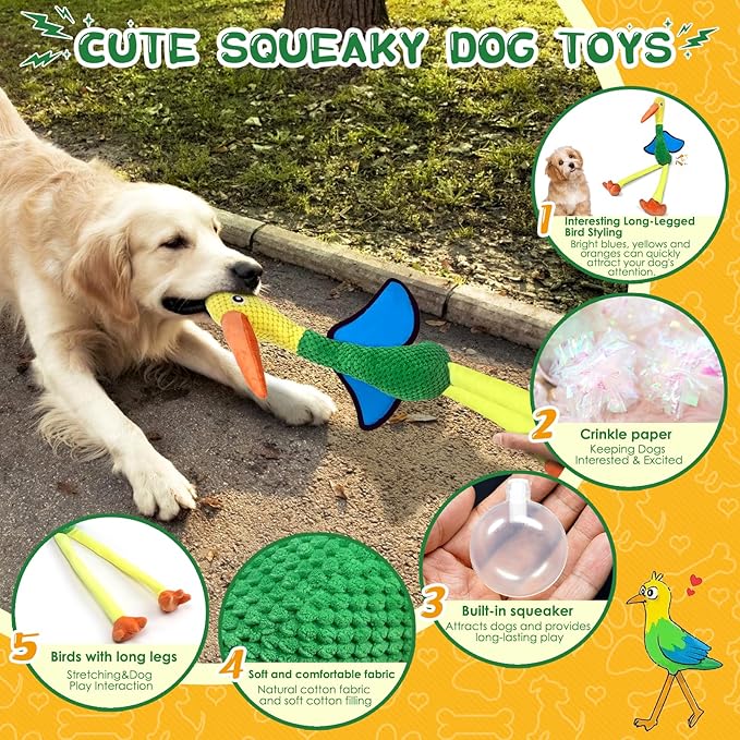Fuufome Large Squeaky Dog Toys - Plush Crinkle Dog Toy for Small, Medium, and Large Breeds - Fun for Indoor Puppies and Senior Pups Playing
