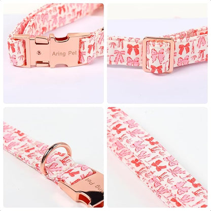 ARING PET Valentine's Day Collar for Dog, Cute Pink Sailor Bowtie Heart Puppy Pet Collars for Small Medium Large Girl Dogs-XS