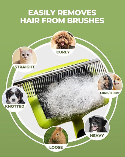 KUEIOX Dog Brush for Shedding Grooming,6 Pack Long-Pin Brush Set for Long Haired Dog Cat Goldendoodles Poodles Doodles Green