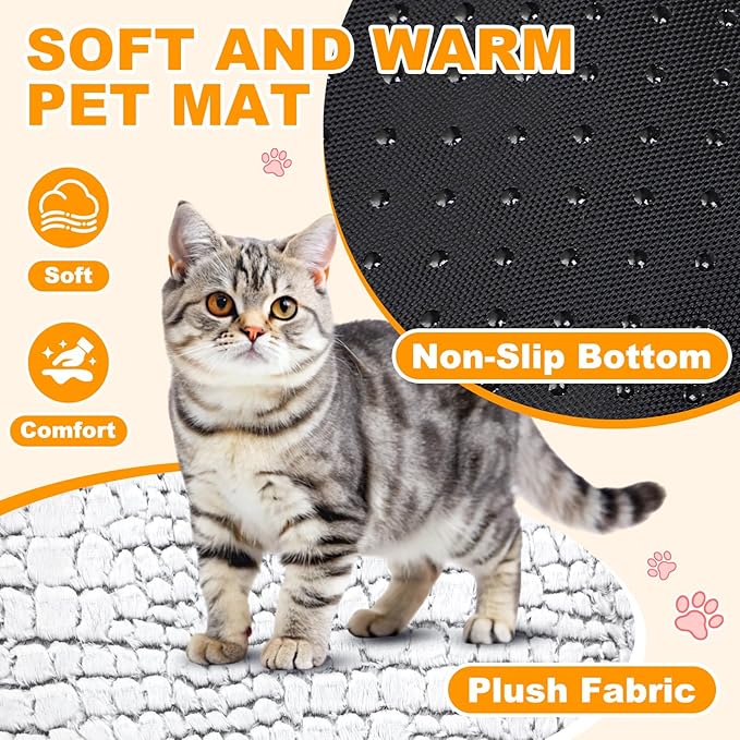 Riakrum 4 Pack Self Warming Cat Beds, 24" x 18" Soft Thermal Self Heating Pet Pads, Non-Slip & Washable Heated Mats with Storage Bags for Cats & Dogs Indoor Outdoor Use