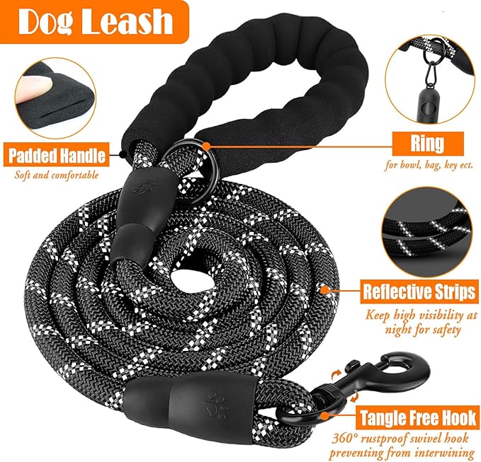 LOBEVE No Pull Dog Harness, Collar & Leash Set | Includes Dog Seat Belt, Collapsible Bowls & Poop Bag Dispenser. Ideal for Training, Walking, Hiking. Fits Small to Large Dogs(Black-S)