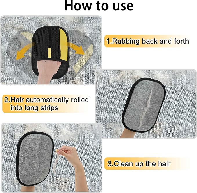 GLIDESMOOTH Pet Hair Remover Gloves, Advanced Static-Adhesive Pet Hair Removal Gloves, Reusable Cat Dog Hair Remover Mitt, Pet Grooming Glove for Shedding, 2 PCS