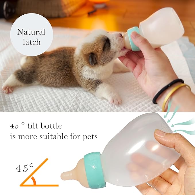 Doggiema Puppy Feeder Bottle, Silicone Feeding Nipple and Syringes for All Breed of Puppies and Other Animals Dongdong pet
