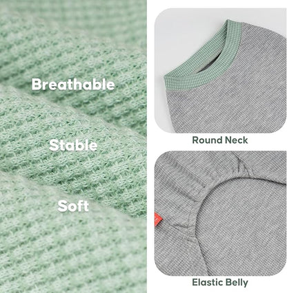 KYEESE 2Pack Dog Shirts Waffle for Small Dogs Stretchy Pet T-Shirts Lightweight Dog Tank Top Sleeveless Dogs Vest Breathable, Large, Green+Grey