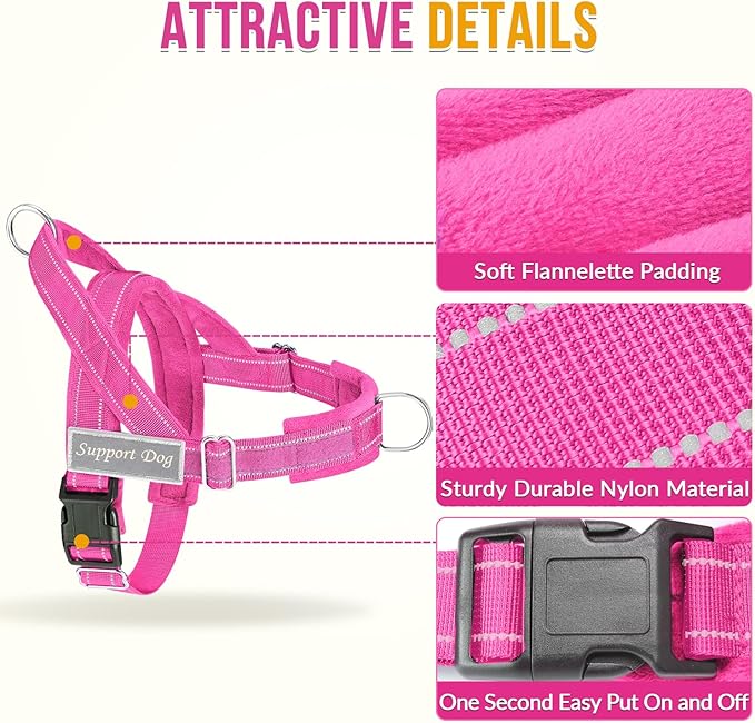 Lukovee No Pull Dog Harness & Leash Set - Heavy Duty Dog Vest Harness with Soft Padded for Medium Large Dogs, Adjustable Reflective Tactical Pet Harness for Easy Walk and Training (L, FU)