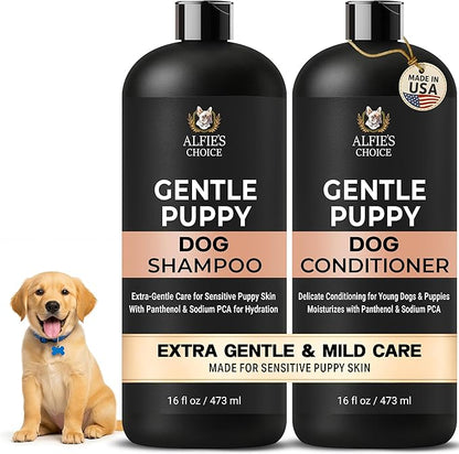 ALFIE'S CHOICE Puppy Shampoo and Conditioner Set | 16 fl oz Each | for Sensitive & Itchy Skin | Puppies, Adults & All Breeds of Dogs