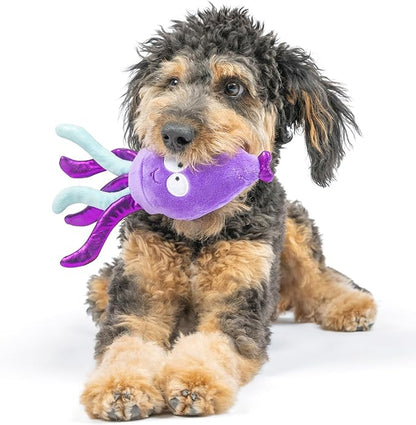 Huxley & Kent Slappies for Dogs | Squiggly Squid (Small) | Squeak & Shake Dog Toy | No Stuff Squeaky Toy, TPR Ball in Head | Simulates Hunting Nature for Dogs