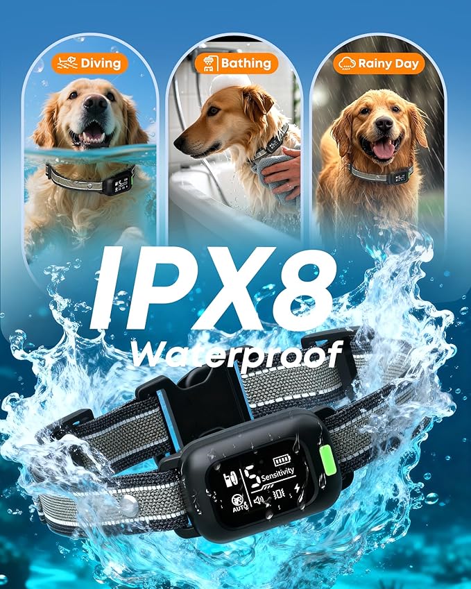 Delupet 2-in-1 Dog Bark & Shock Collar – 4500FT Dog Training Collar with Remote, 3 Training Modes & LED Light, IPX8 Waterproof E Collars with Anti-Barking for Small Medium Large Dog (Titanium)