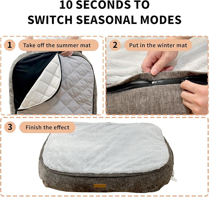 Wagsage Ultra-Luxury Dog Bed, Comes with Two Kinds of Removable Cushions, Warm in Winter and Cool in Summer, Wear-Resistant and Tear-Resistant Supportive Pet Sofa with Non-Slip Bottom, 43inch