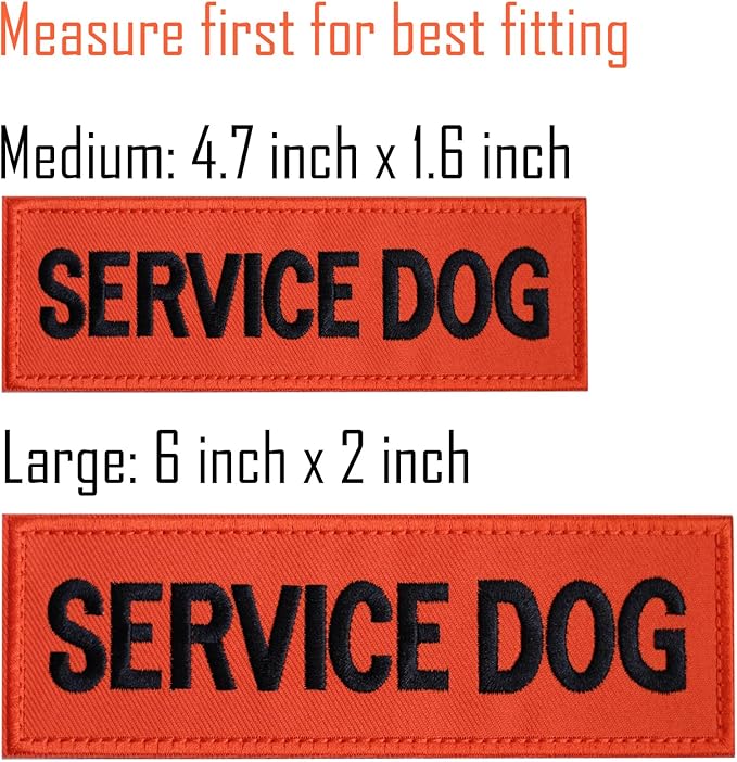 FITZNORA Embroidered Service Dog Patches, 2 Pack Clear Sign with Hook and Loop Pieces, Easy to Read Tabs for Dog Vest Harness Collar, 4.7 x 1.5 inches