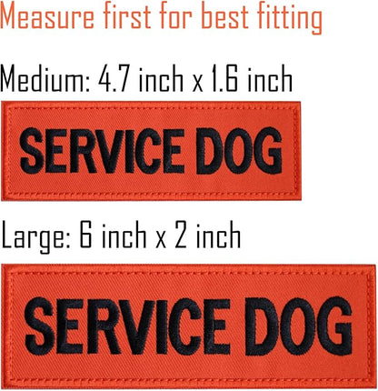FITZNORA Embroidered Service Dog Patches, 2 Pack Clear Sign with Hook and Loop Pieces, Easy to Read Tabs for Dog Vest Harness Collar, 4.7 x 1.5 inches