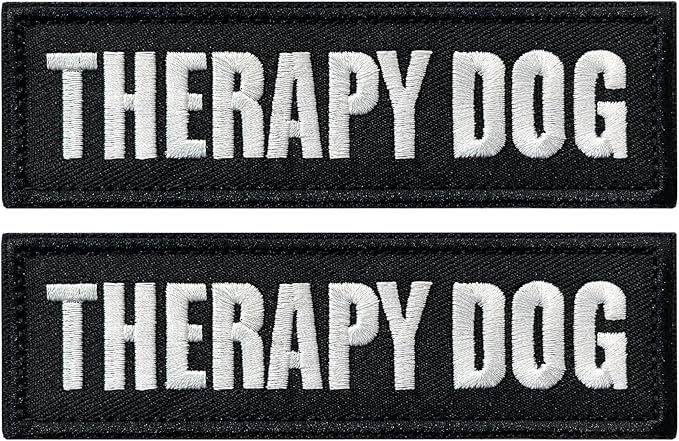 TACVEL 2 Pieces Therapy Dog Patches with Hook Backing for Service Animal Vests, Harnesses