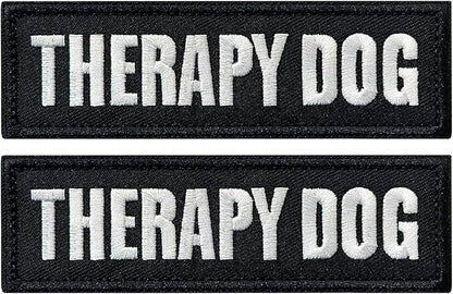 TACVEL 2 Pieces Therapy Dog Patches with Hook Backing for Service Animal Vests, Harnesses