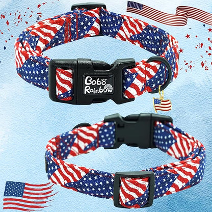 Independence Dog Collar-USA Flag Print Pet Collar Adjustable Cute Soft Comfortable Cotton Collars Holiday Puppy Collar Gift for X-Small Dogs