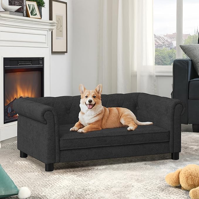 KEIKI Dog Bed for Medium and Large Dogs, Elevated Pet Sofa Bed, Durable Elevated Dog Couch with Legs, 39" Pet Bed for Dogs, Black