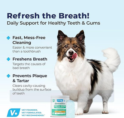 Vetnique Dentabliss - Dog Teeth Cleaning Finger Mitt Dental Wipe - Dog Plaque & Tartar Prevention with Brushing Beads - Flavored Dog Teeth Wipes, Dog Breath Freshener (Chicken)