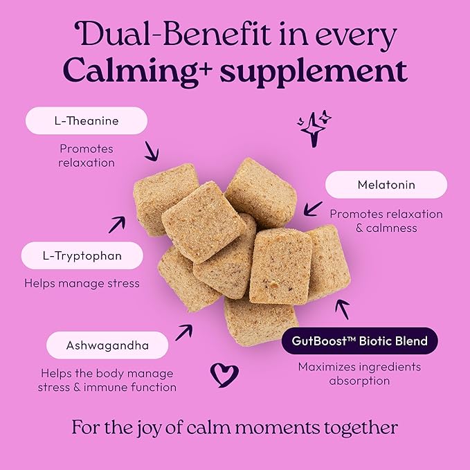 New! WellJoy Cat Supplement Calming+ GutBoost | Cat Health Supplement | Promotes Relaxation & Calmness | Dual-Benefit GutBoost Formulation | Vet Formulated | USA Made | Chicken Flavor | 90 Soft Chews