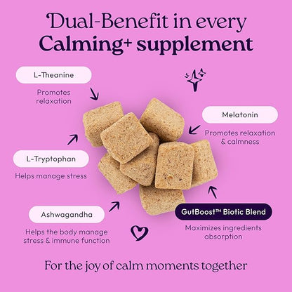 New! WellJoy Cat Supplement Calming+ GutBoost | Cat Health Supplement | Promotes Relaxation & Calmness | Dual-Benefit GutBoost Formulation | Vet Formulated | USA Made | Chicken Flavor | 90 Soft Chews