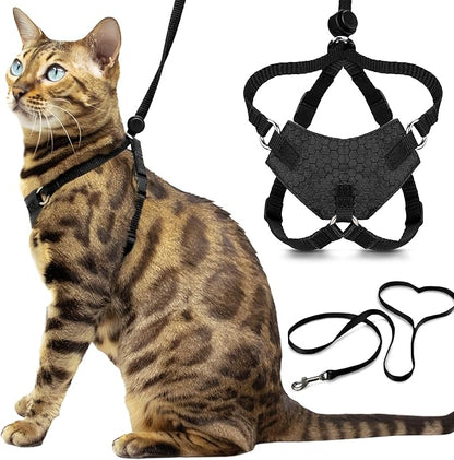 Houdini™ Escape Proof Kitten Harness and Leash Set by OutdoorBengal – Black, Small Cat Harness for Walking