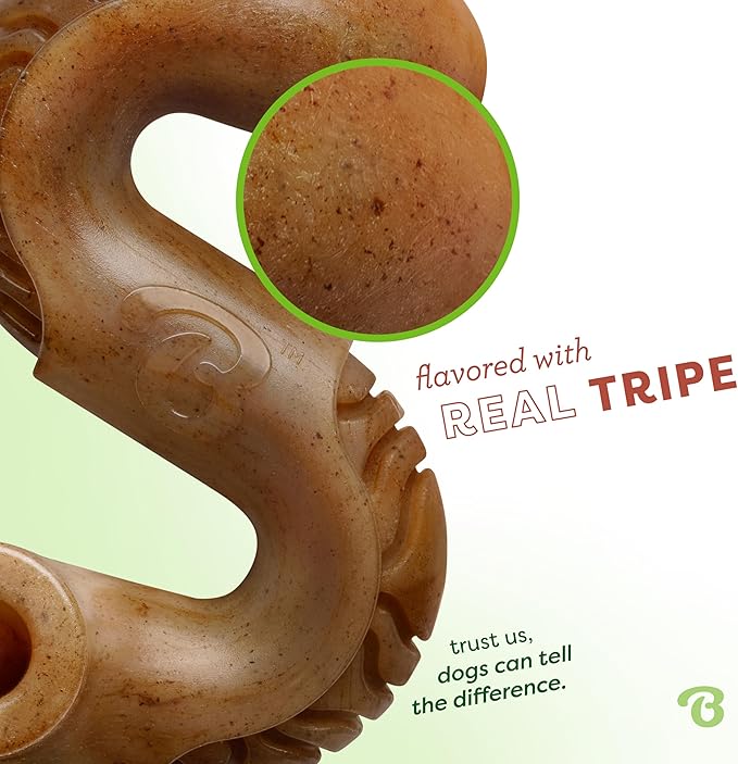 Benebone Tripe Bone Durable Dog Chew Toy for Aggressive Chewers, Real Tripe, Made in USA, Large