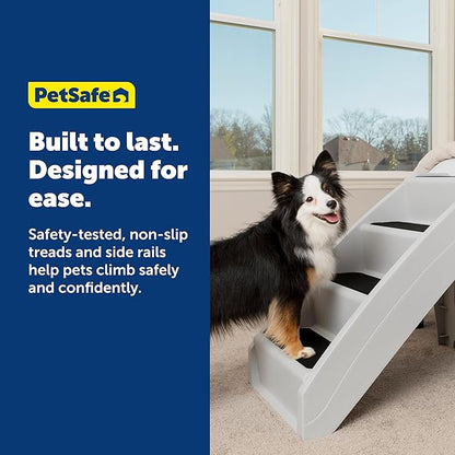 PetSafe CozyUp Folding Dog Stairs, Portable Indoor/Outdoor Pet Steps for Bed, Couch & Car, Grey, 20 Inch