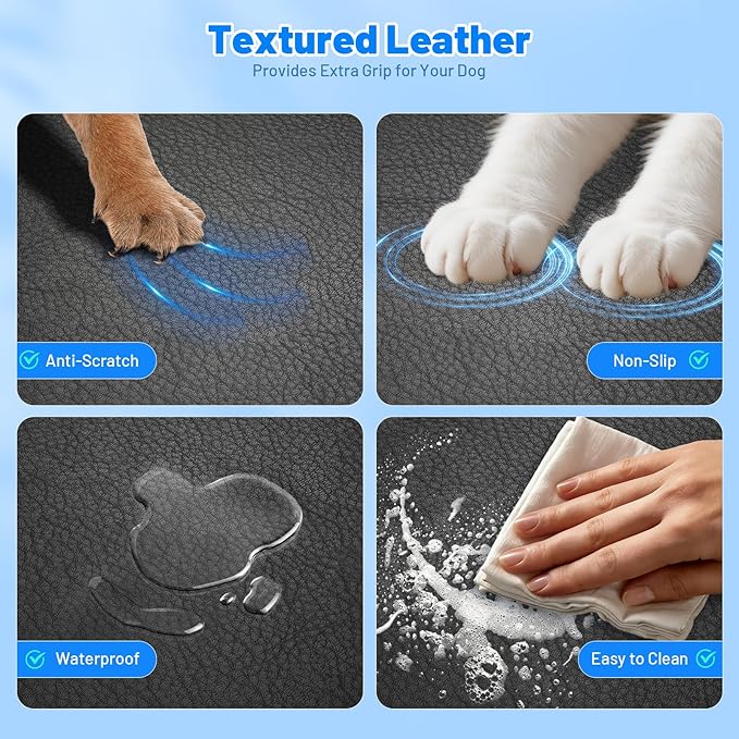 Dog Car Seat Cover for Back Seat with Hard Bottom, PU Leather Back Seat Extender for Dogs,Dog Hammock Bed for Cars, SUVs, Pet Seat Cover for Back Seat Holds 400lbs with Mesh Window & Pocket