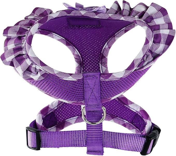 SuperBuddy Upgraded Soft Mesh Dog Harness, Super Breathable Lightweight Pet Harnesses for Puppy Dogs Outdoor Walking, Purple Dog Harness -Large