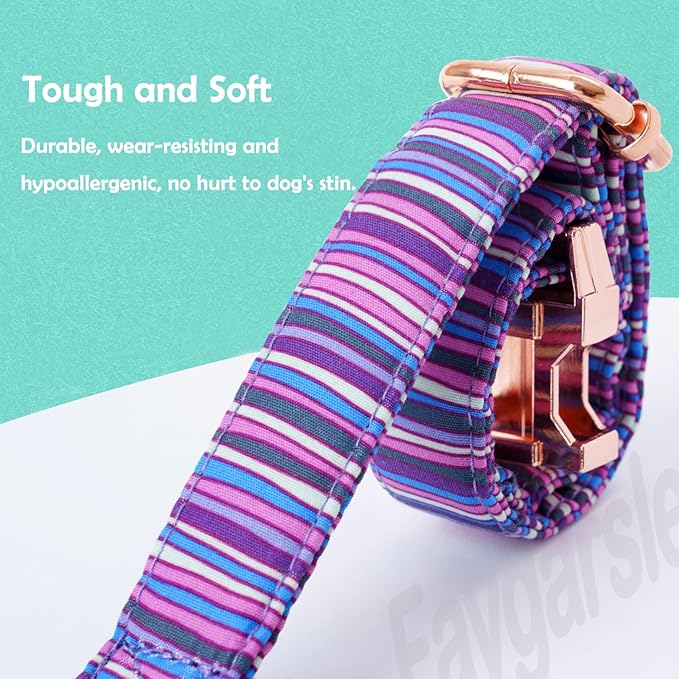 Faygarsle Colorful Striped Pattern Dog Collar for Small Medium Large Dogs Cute Puppy Collars for Female Dogs for Summer Spring Wedding Necklace Girl Dog Collar S