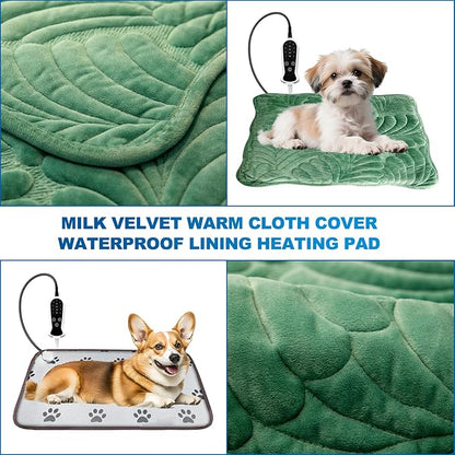 Quwzayail Pet Heating Pad Waterproof for Dogs Smart Switch, 9 Level Digital Display Switch, Heating Pads for Puppy delivery Products, Dog beds (47.0" L x 30.0" W x 0.5" Th, Green)