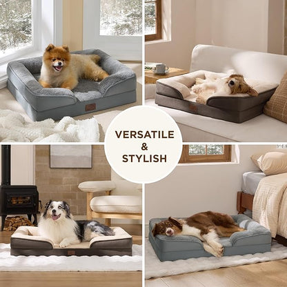 Bedsure Self Warming Orthopedic Dog Bed Medium Size Dogs - Washable Medium Dog Bed Waterproof, Comfort Pet Couch with Removable Cover, Pets Sofa with Nonskid Bottom, Grey, Non-Electric