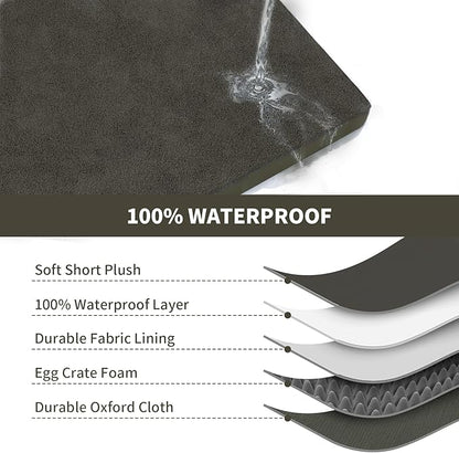 Tail Stories Orthopedic Dog Bed for Large Dogs, Plush Washable Pet Bed for Large Size Dogs with Egg Crate Foam & Removable Oxford Cover, 36x27 Inch, Coffee