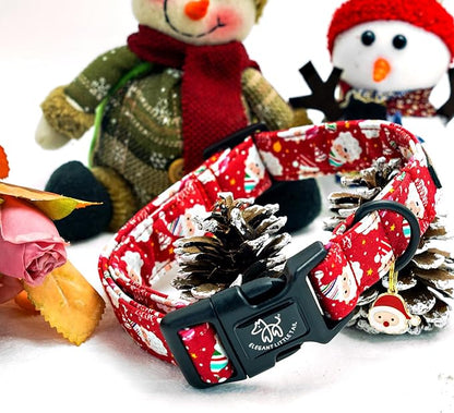 Elegant littlle Tail Christmas Dog Collar, Red Pet Collars Soft Cotton Winter Dog Collar with Quick Release Buckle Pet Puppy Collars for Small Medium Large Dogs