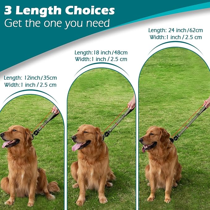 PetBonus Heavy Duty Short Dog Leash, 24 Inch Nylon Traffic Leash with Quick Release Clip, Comfortable Padded Handle, Reflective Training Lead for Medium Large Dogs (Army Green, 24")