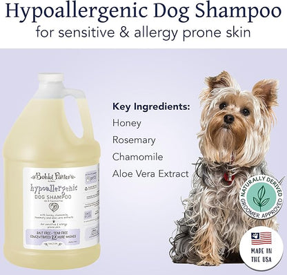 Bobbi Panter Hypoallergenic Dog Shampoo 1 Gal. (Case of 4), Dye & Fragrance-Free, Paraben-Free, pH Balanced, Tear-Free, Aloe Vera & Honey Extract, Made in USA, Concentrated 30:1, Made in The USA