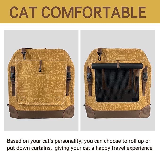 Petseek Extra Large Cat Carrier Soft Sided, Portable Small Dog Carrier for 2 Cats, 24"x16.5"x16" Car Travel Folding Comfortable Design, Yellow