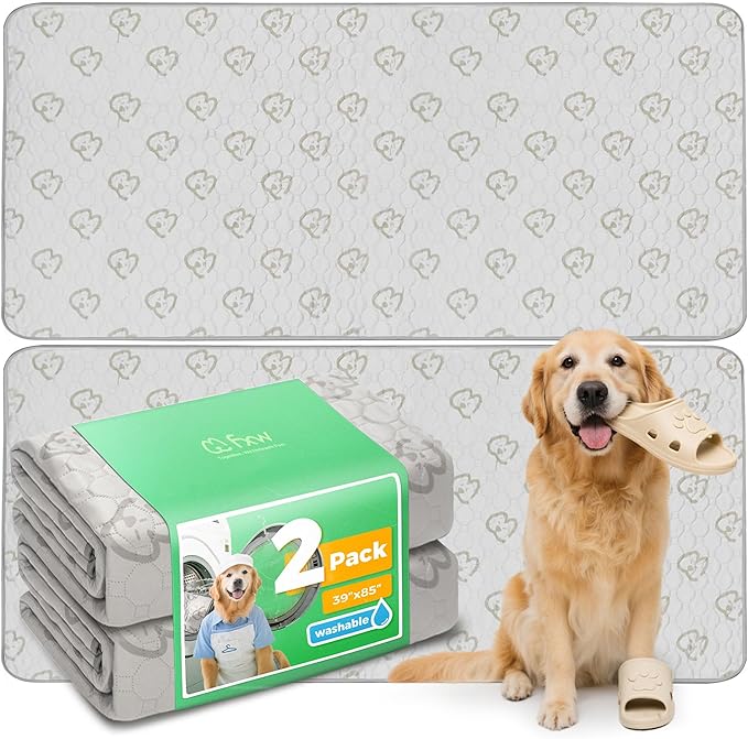 FXW Washable Pee Pads for Dogs, Leak-Proof & Non-Slip, Specifically Designed for FXW Rollick/Homeplus 24inch 8 Panels Dog Playpen, 39" x 85" Rectangle, Khaki, 2 Packs