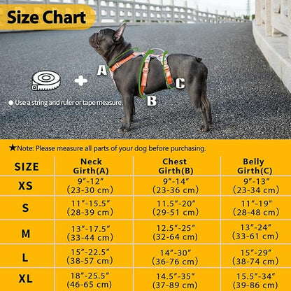 Huntboo No Escape Dog Harness, Escape Proof Harness, Fully Reflective Harness with Padded Handle, Breathable,Durable, Adjustable Vest for Medium Dogs Walking, Training, and Running Gear (Orange,M)
