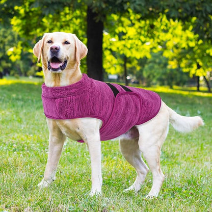 Queenmore XL Dog Sweaters, Soft Fleece Vest Pullover Dog Jacket with Leash Hole, Warm Winter Dogs Clothes Cold Weather Doggy Dachshund Sweater for Large Dogs Cats Boy or Girl (Cationic Berry, XL)