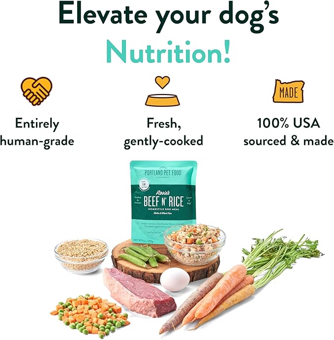 Portland Pet Food Company Fresh Dog Food Pouches - Human-Grade Topper Mix-Ins & Wet Pet Meals - Small & Large Breed Puppy & Senior Dogs - Gluten-Free Limited Ingredient Meal Toppers - 5 Pack Variety