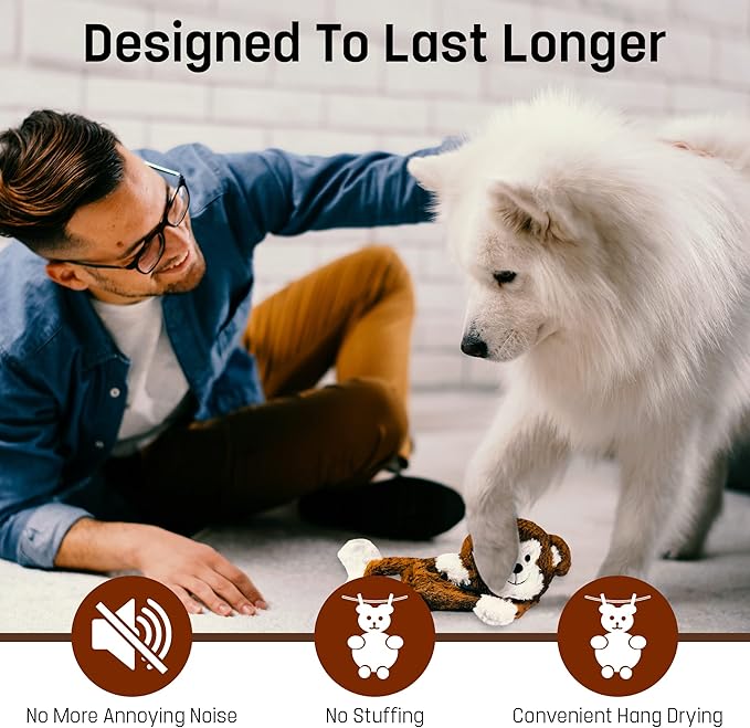 FGA MARKETPLACE Monkey Flat NO Stuffing NO Squeak Plush Dog Toy, Funny Style Will Entertain Your Pet for Hours, Recommended for Small and Medium Dog 21 INCH Long
