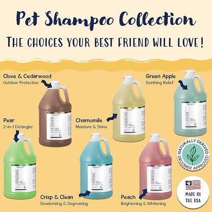 Bobbi Panter Outdoor Dog Shampoo - Made in USA - All Natural Formula for Soothes Itchy Skins - Concentrated 16:1 for Professional Grommers - Camomile Scent, 1 Gallon