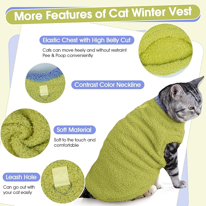 ADNIKIA Cat Sweater, Warm Kitten Coat Fleece Vest, Sphynx Hairless Cat Shirts, Soft Pajamas for Cats Only