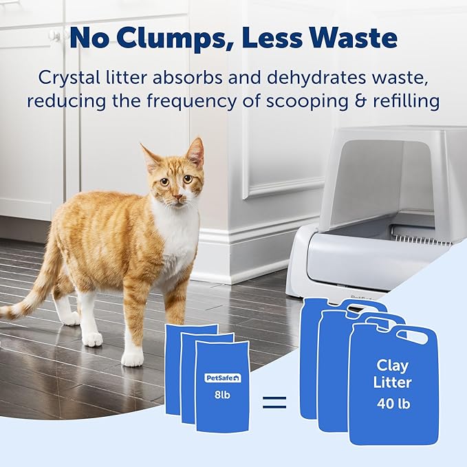 PetSafe ScoopFree Premium Crystal Cat Litter - Ultra-Absorbent Silica Universal Litterbox Crystals - Non-Clumping Odor Control - Lavender Scent - 8 lb Bag - 3 Pack