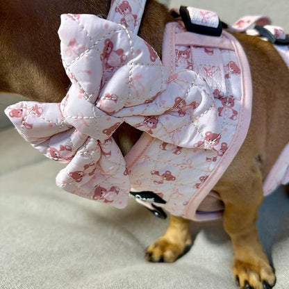 Large Dog Collar and Harness Set – No Pull, All-Weather, Breathable Harness & Leash Set with Collar, Bandana, Sailor Bow & Poop Bag Holder – Adjustable & Soft - Teddy Coquette on Jacquard Fabric