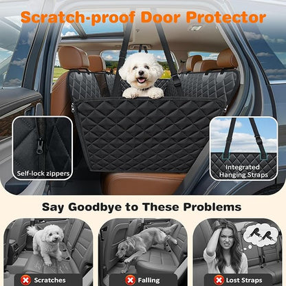 URPOWER 4 in 1 Dog Car Seat Cover for Back Seat, Waterproof Dog Hammock with Mesh Window and Side Flap Pet Car Seat Protector Dogs Backseat Cover for Cars, SUVs & Mid-Size Trucks