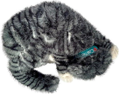 Calmeroos Plush Heartbeat Toys - Calming Separation Anxiety Relief Toys for Puppies and Kittens - Heartbeat Simulator in a Soft Comforting Pillow Pet Plush for Dogs and Cats (Grey Stripe)