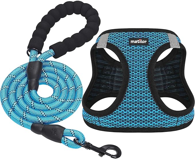 matilor Dog Harness Step-in Breathable Puppy Cat Dog Vest Harnesses for Small Medium Dogs Blue