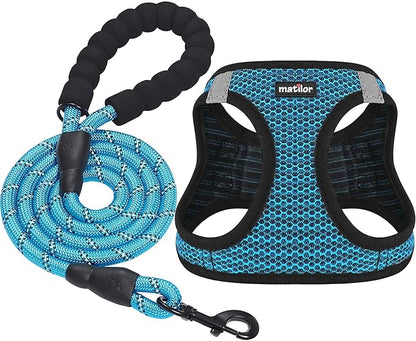 matilor Dog Harness Step-in Breathable Puppy Cat Dog Vest Harnesses for Small Medium Dogs Blue