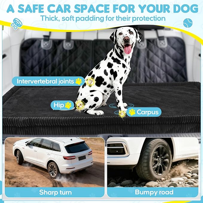 Dog Car Bed, Non-Slip Backseat Extender Pet Mat, Removable Washable Dog Bed for SUVs, Sedans & Trucks, Anti-Slip Travel Bed for Dogs, Easy Clean & Scratch-Proof & Comfort (50"x24.6")