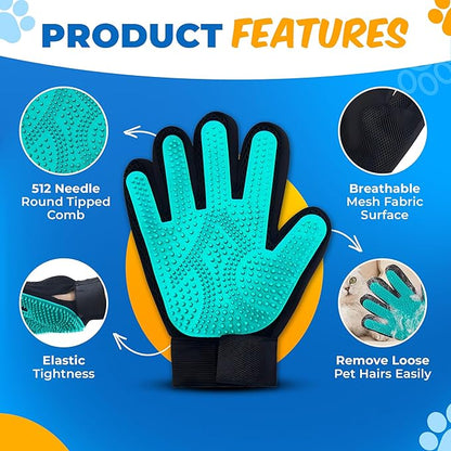 Pet Hair Removal Glove for Dogs & Cats – Dog Grooming Gloves for Shedding, Pet Hair Remover Glove – Pet Grooming Gloves, Cat Grooming Gloves & Cat Brush Glove – Dog Bath and Washing Gloves